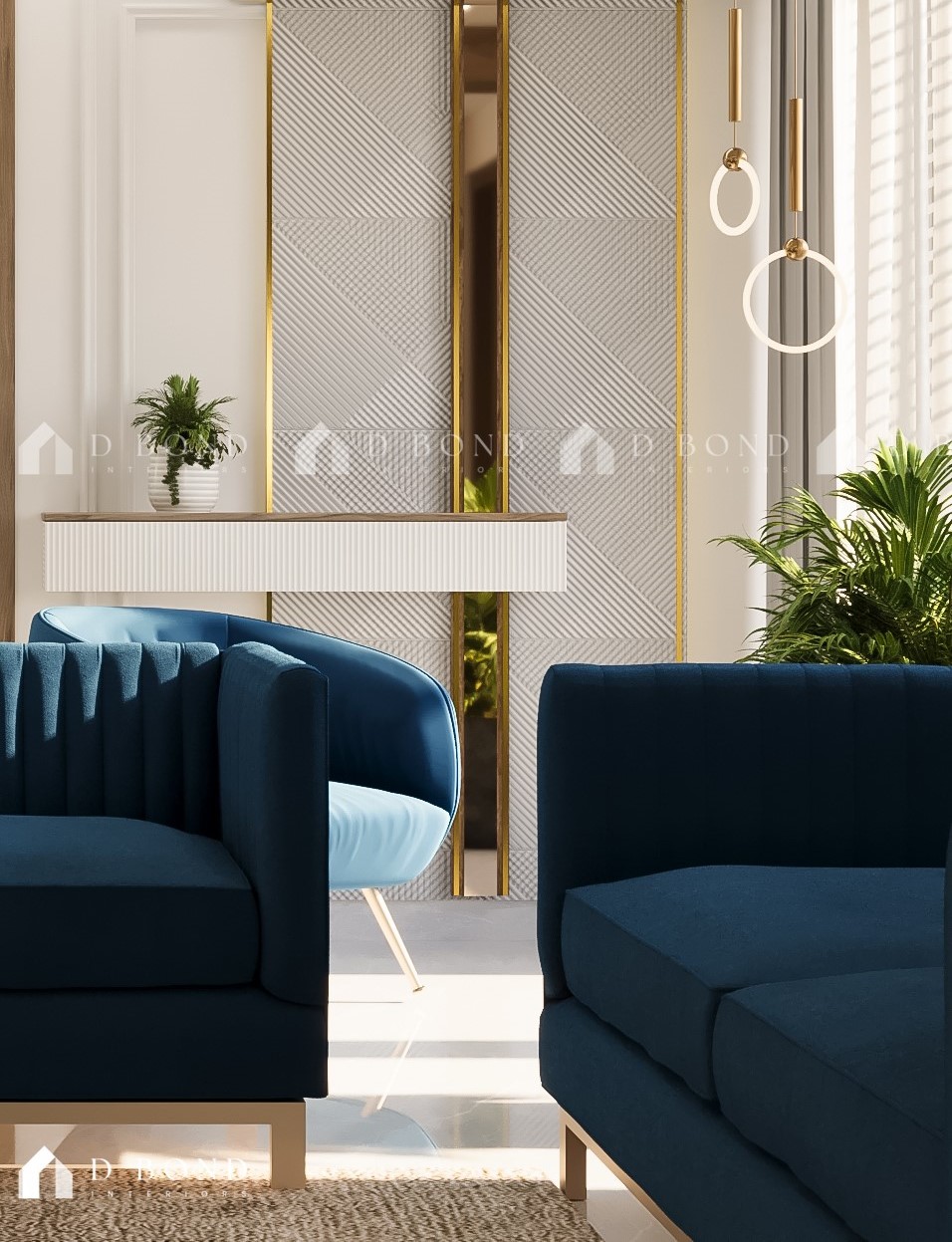 Stylish living room with modern furniture and decor