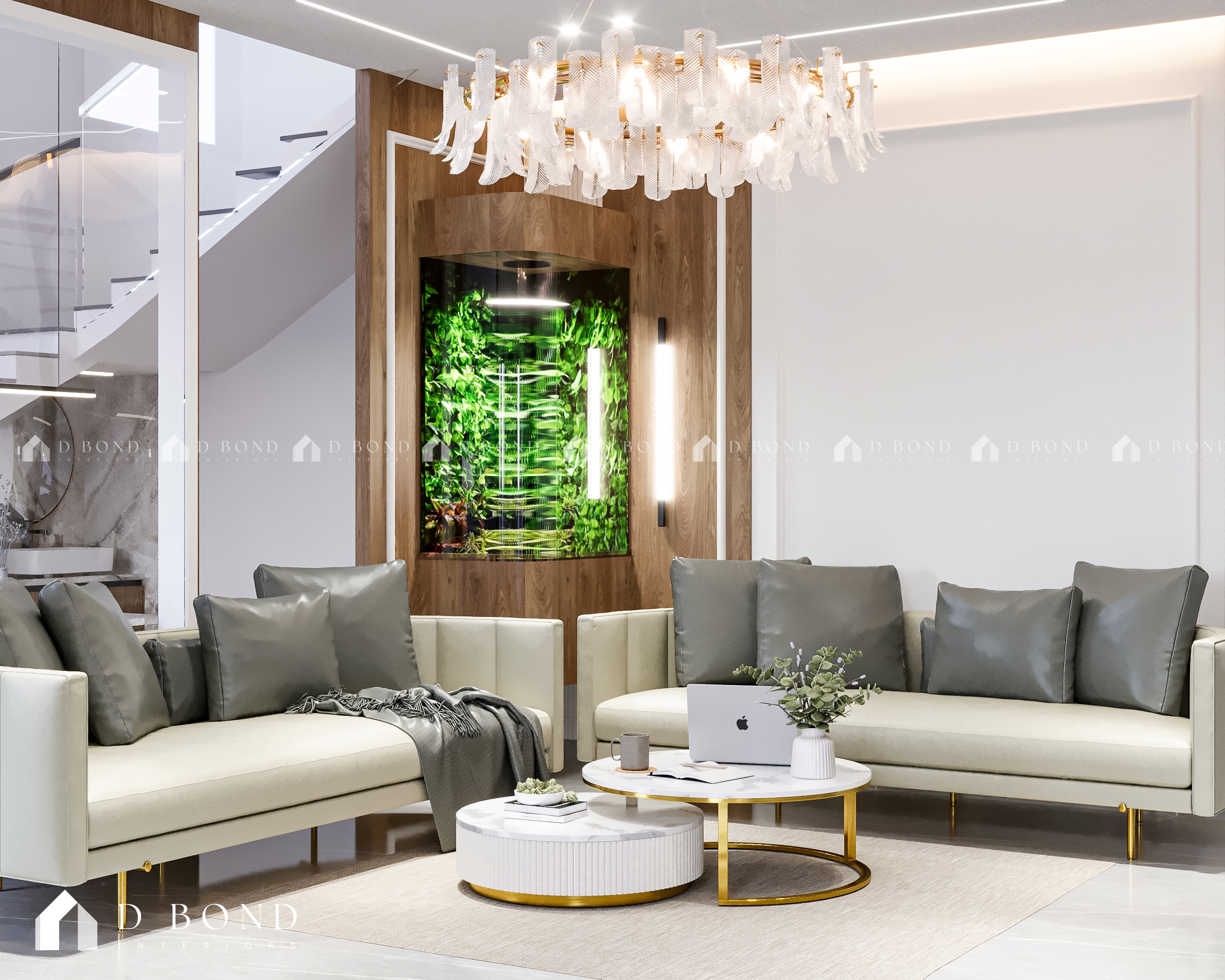 Cozy living room with pendant light